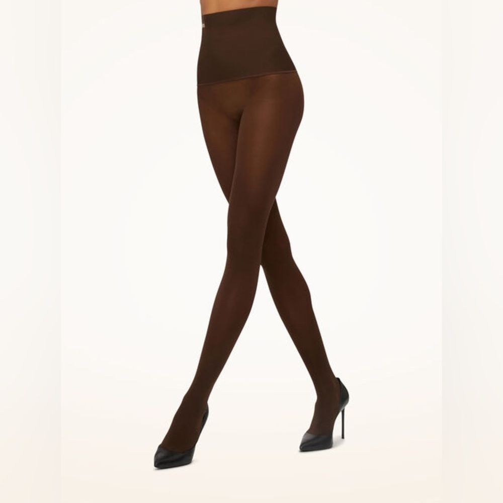 WOLFORD 14981 FATAL HIGH WAIST TIGHTS UMBER BROWN SIZE LARGE NWT